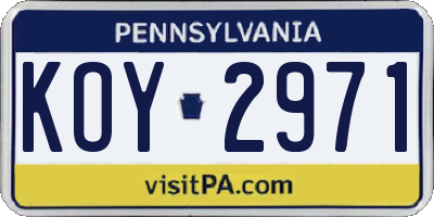 PA license plate KOY2971