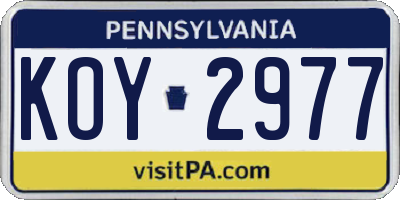 PA license plate KOY2977