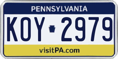 PA license plate KOY2979