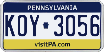 PA license plate KOY3056