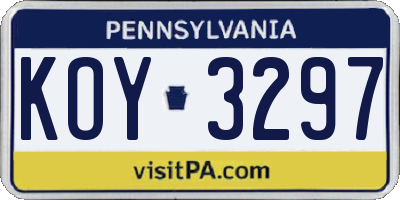 PA license plate KOY3297