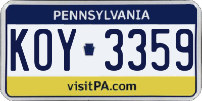 PA license plate KOY3359