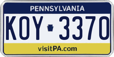PA license plate KOY3370
