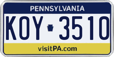 PA license plate KOY3510
