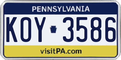 PA license plate KOY3586