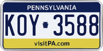 PA license plate KOY3588