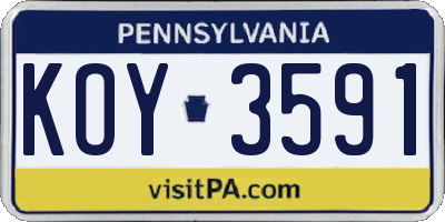 PA license plate KOY3591