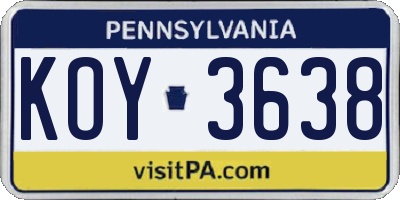 PA license plate KOY3638