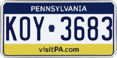 PA license plate KOY3683