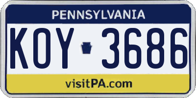 PA license plate KOY3686