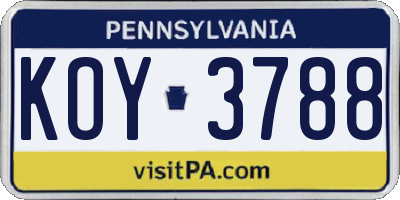 PA license plate KOY3788