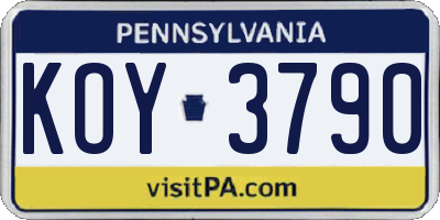 PA license plate KOY3790