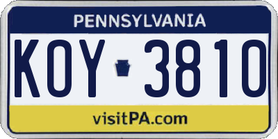 PA license plate KOY3810