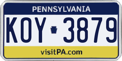 PA license plate KOY3879