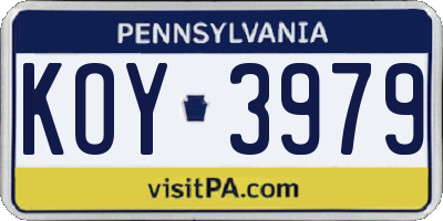 PA license plate KOY3979