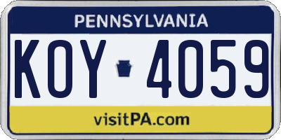 PA license plate KOY4059
