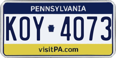 PA license plate KOY4073