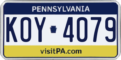 PA license plate KOY4079