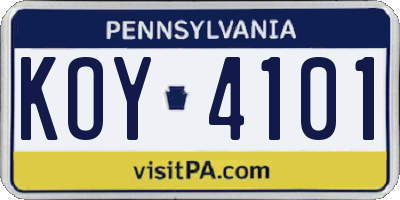 PA license plate KOY4101