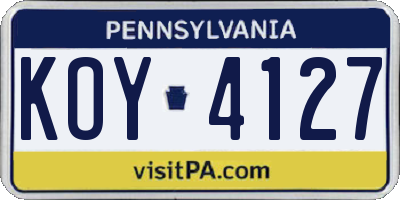 PA license plate KOY4127
