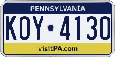 PA license plate KOY4130