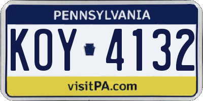 PA license plate KOY4132