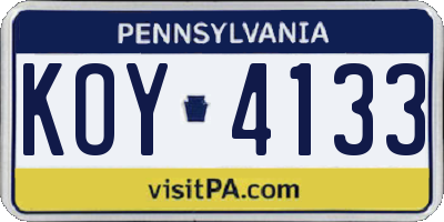 PA license plate KOY4133