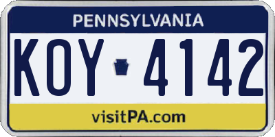 PA license plate KOY4142