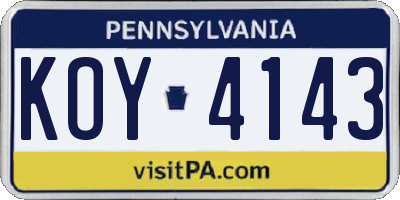 PA license plate KOY4143
