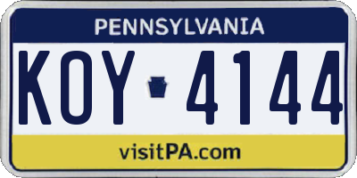 PA license plate KOY4144