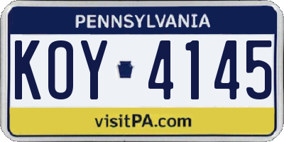 PA license plate KOY4145