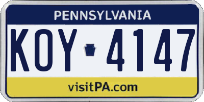 PA license plate KOY4147
