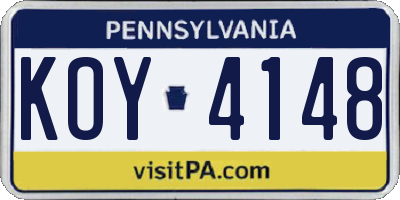 PA license plate KOY4148