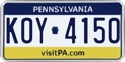 PA license plate KOY4150