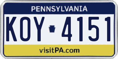 PA license plate KOY4151