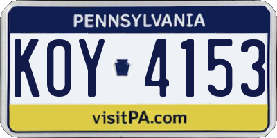 PA license plate KOY4153