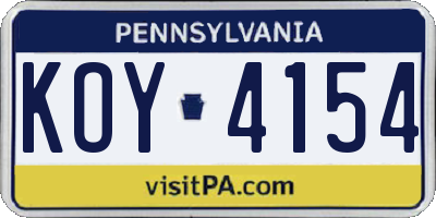 PA license plate KOY4154