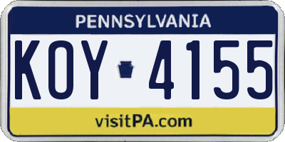 PA license plate KOY4155