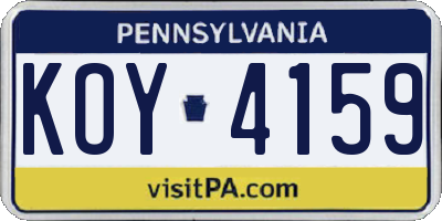 PA license plate KOY4159