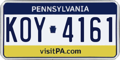 PA license plate KOY4161