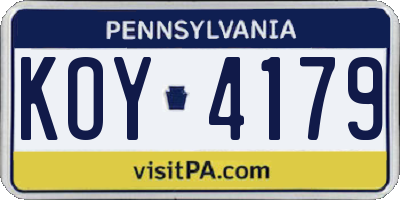 PA license plate KOY4179