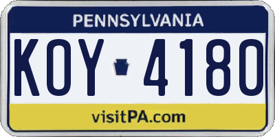 PA license plate KOY4180