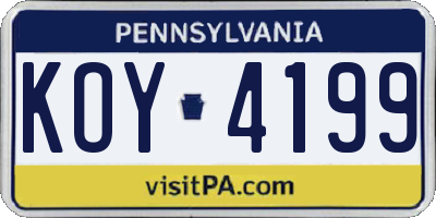 PA license plate KOY4199