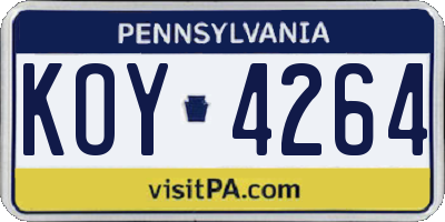 PA license plate KOY4264