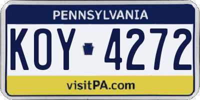 PA license plate KOY4272