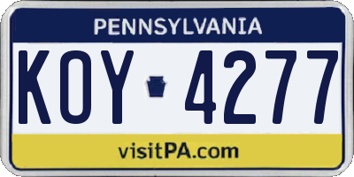PA license plate KOY4277