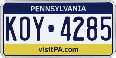 PA license plate KOY4285