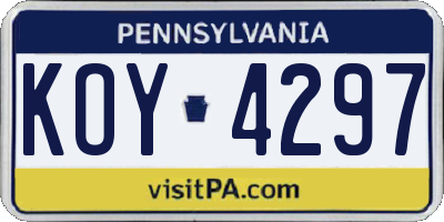 PA license plate KOY4297