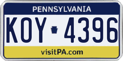 PA license plate KOY4396