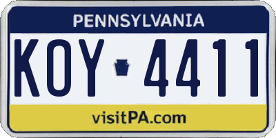 PA license plate KOY4411